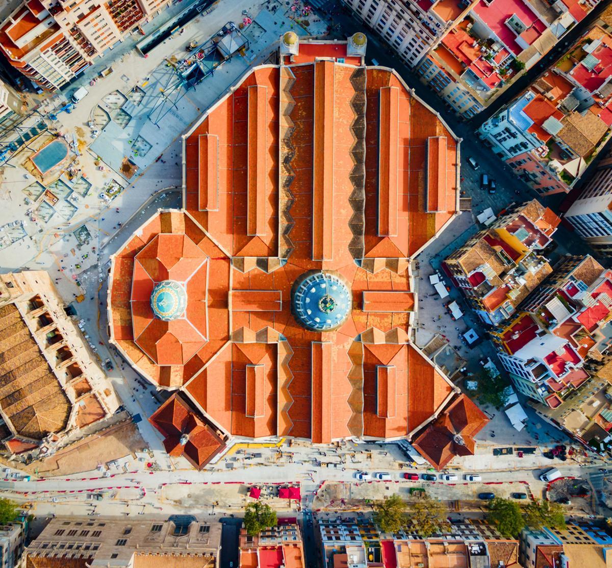 Vista cenital del Mercado Central de Valencia.