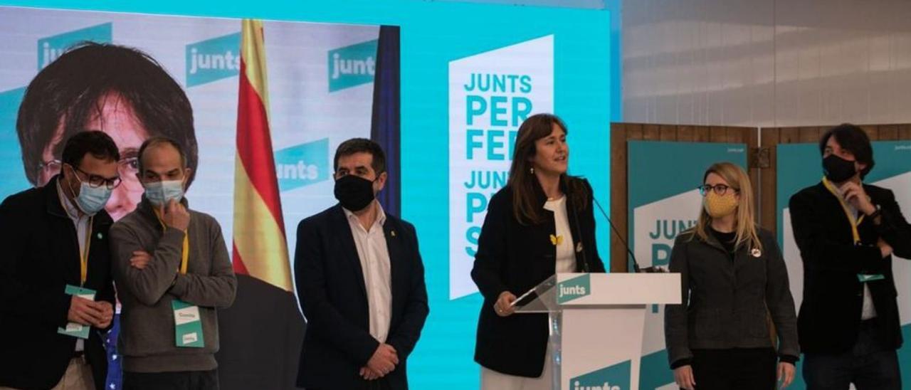 Borràs i Turull amb altres líders en un acte de Junts. | EUROPA PRESS