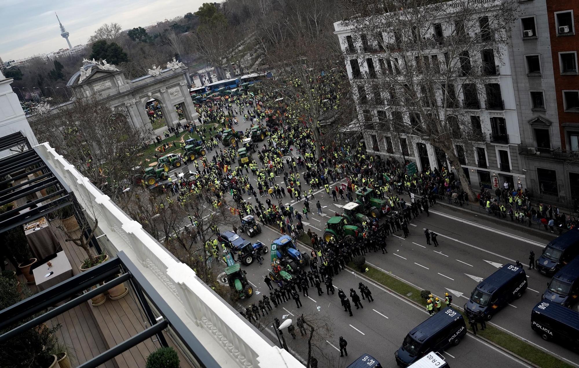 Manifestación de agricultores en Madrid, en imágenes