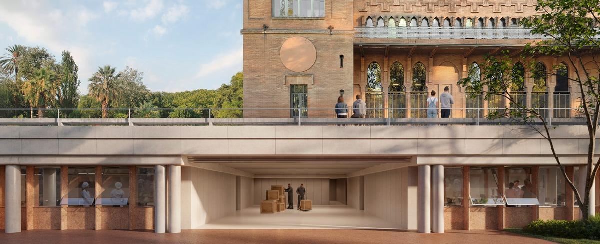 Aspecto que tendrá el exterior del Castell dels Tres Dragons, en una imagen virtual.