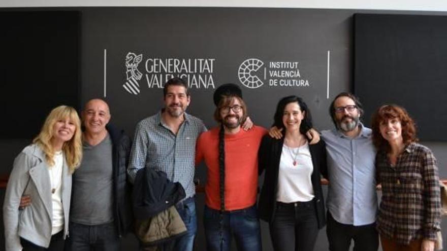 Algunos de los alicantinos nominados a los Premios del Audiovisual Valenciano, ayer, en València.