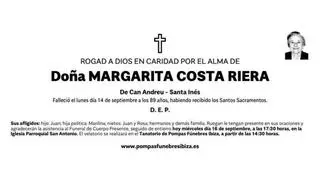 Esquela Margarita Costa Riera
