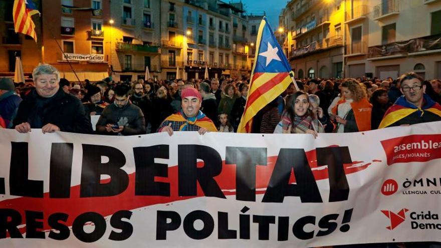 Manifestación en Barcelona en apoyo a los &quot;presos políticos&quot;.