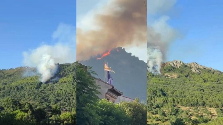 Seis medios aéreos intervienen en un incendio en Cañamero