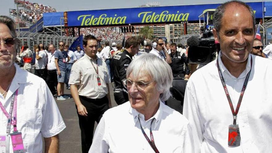 Francisco Camps, con Bernie Ecclestone, en un Gran Premio de Europa en Valencia.