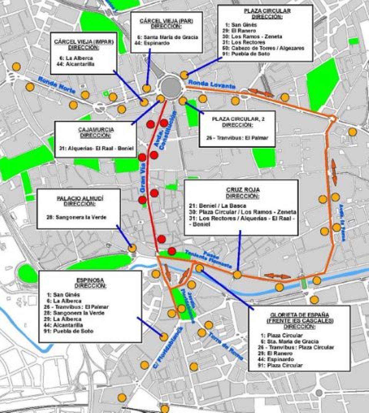 Modificaciones de las líneas de transporte público durante el Sábado de Pasión.