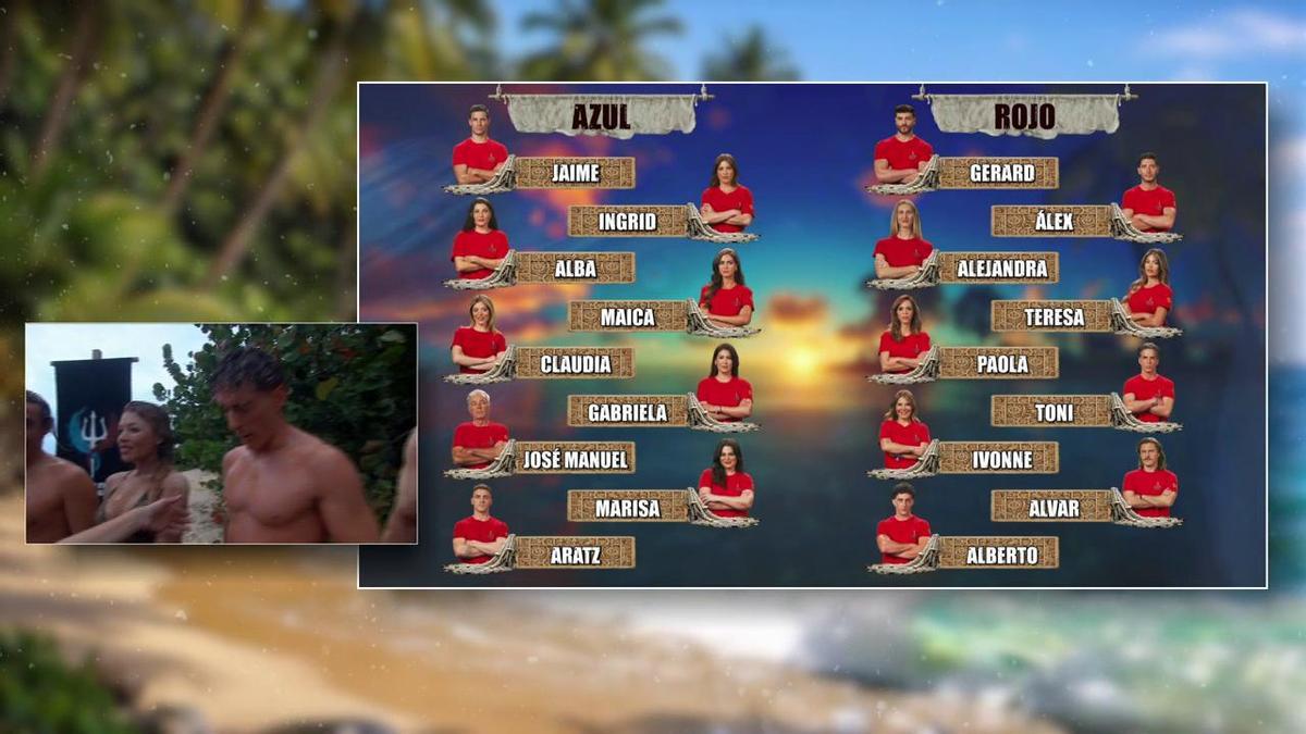 Los dos equipos que se han formado en 'Supervivientes' tras la primera prueba