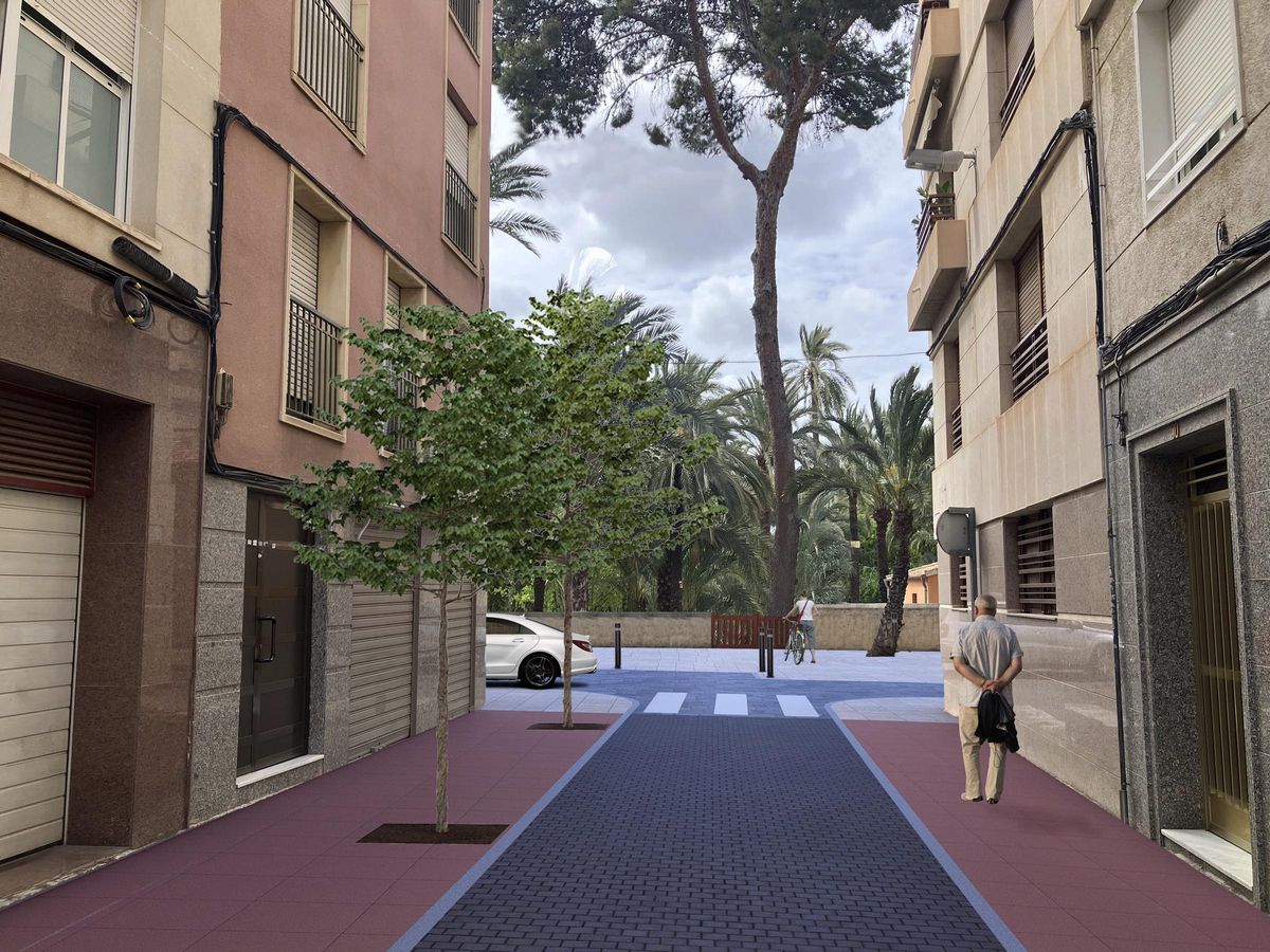 Infográfico sobre cómo quedará una de las transversales de la zona más turística de la calle Porta de la Morera en Elche