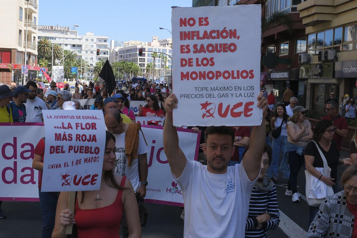 Manifestación por el Día de los Trabajadores en Las Palmas de Gran Canaria
