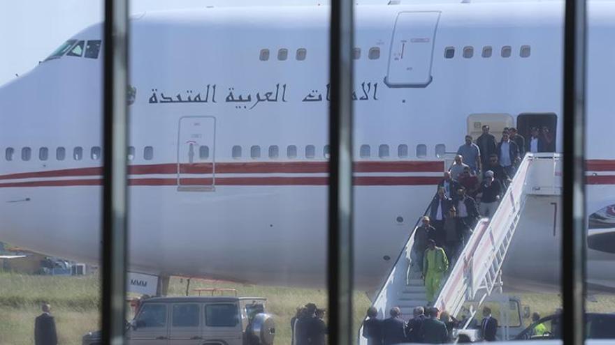 El jeque de Dubai llega a Badajoz en un Boeing 747 para visitar su finca de Táliga