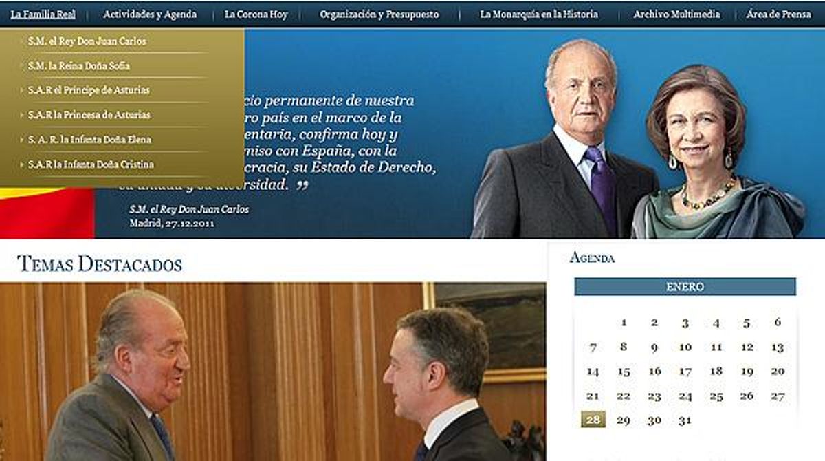 La casa del Rei exclou Urdangarin de la seva web oficial.