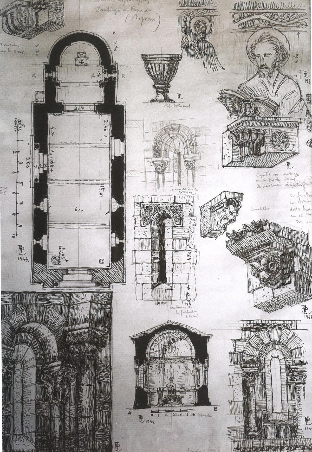 Dibujos inéditos de la iglesia de Parada.