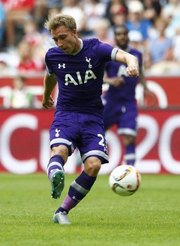 Tottenham Hotspur's Eriksen kicks the ball during their pre-season Audi Cup tournament soccer match against real Madrid in Munich