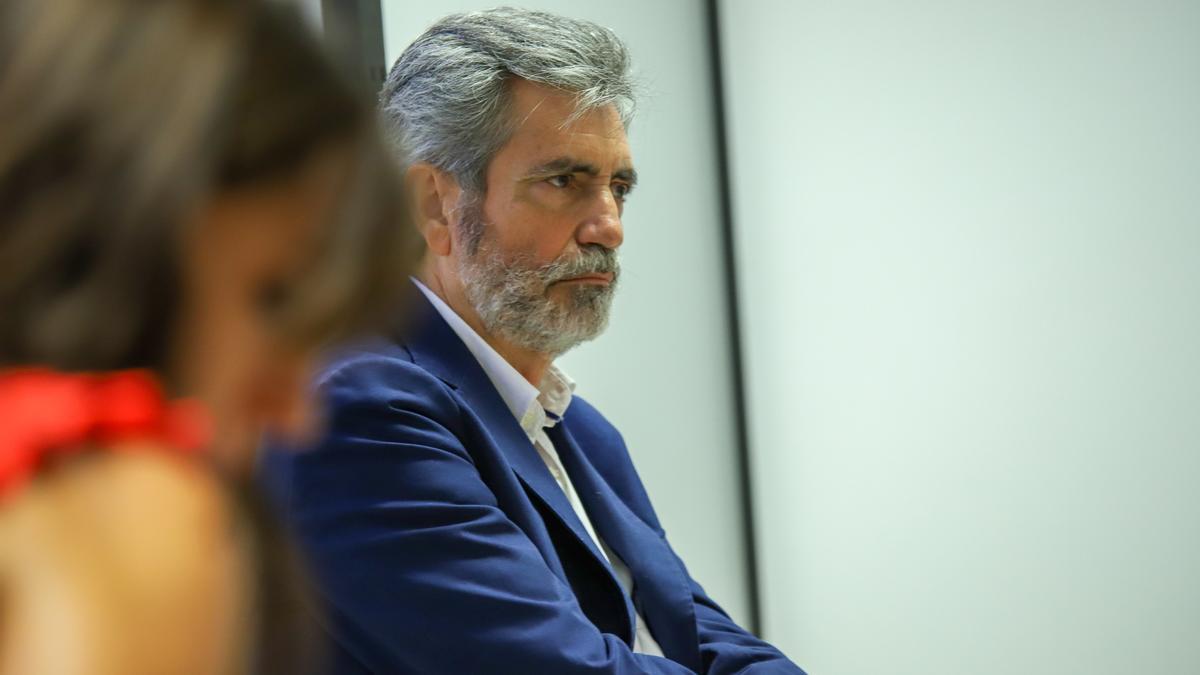 Carlos Lesmes, hoy, durante su visita a los operadores judiciales de La Palma.