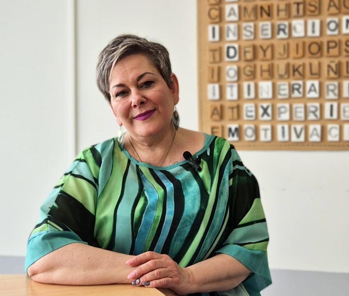 Inmaculada Valién, una de las beneficiarias del proyecto, en una visita a Fundación Dfa.