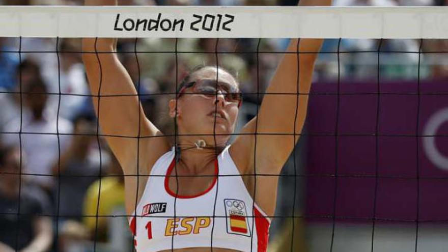 Liliana Fernández, ayer durante el encuentro ante Italia.