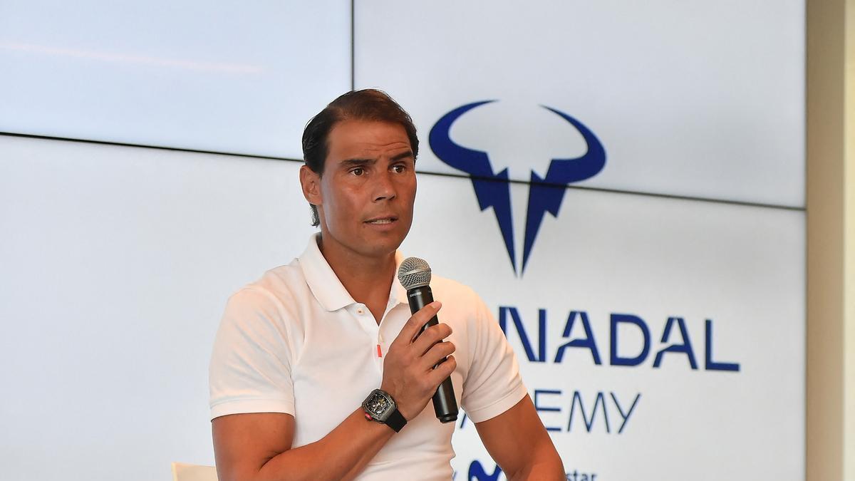 Rafael Nadal en una conferencia en la Rafa Nadal Academy, en Mallorca.