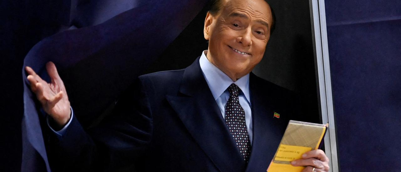El líder de Forza Italia, Silvio Berlusconi, durante las pasadas elecciones.