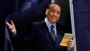 El líder de Forza Italia, Silvio Berlusconi, durante las pasadas elecciones.