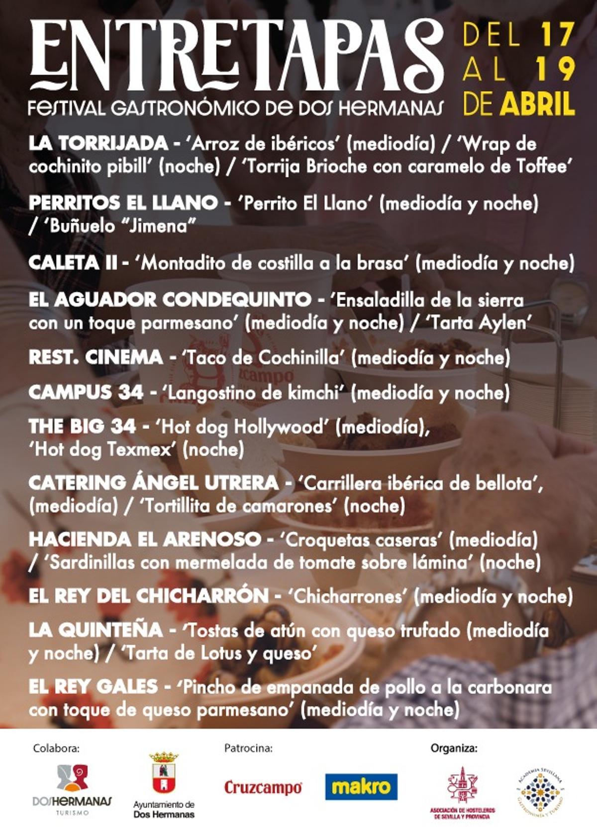 Listado de los participantes en el Festival EntreTapas 2026