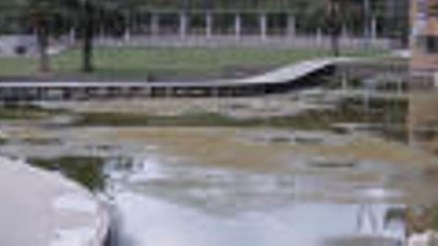 Buiden el llac del parc del Migdia per fer-hi tasques de manteniment