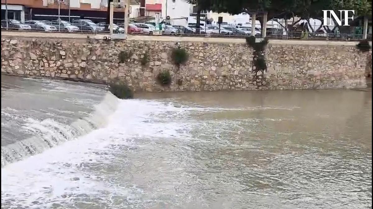 Así es la crecida del río Segura a su paso por la Vega Baja tras la dana