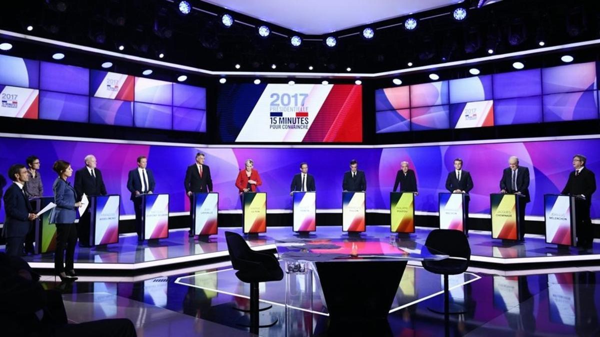 debate de once candidatos a las presidenciales de Francia.