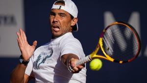 Rafa Nadal, durante un entreno en Barcelona