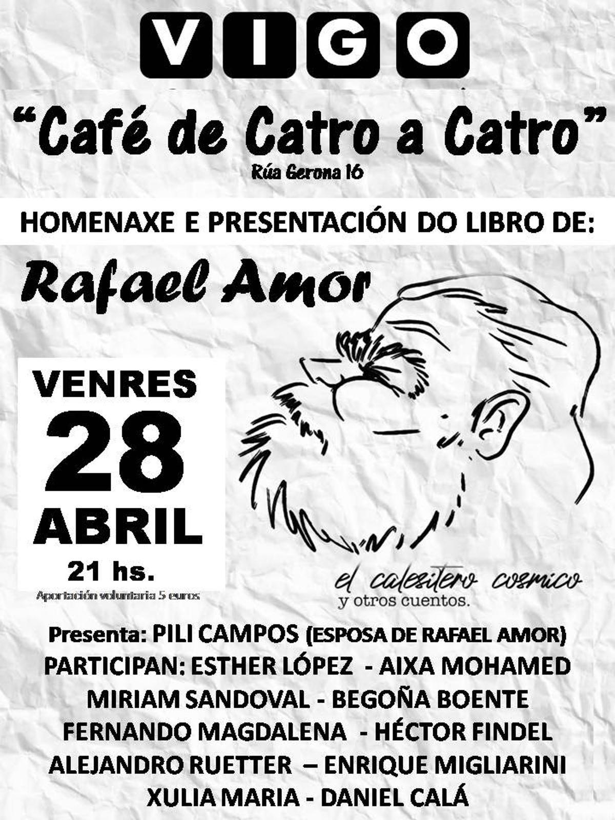 Cartel con todos los detalles del homenaje a Rafael Amor.