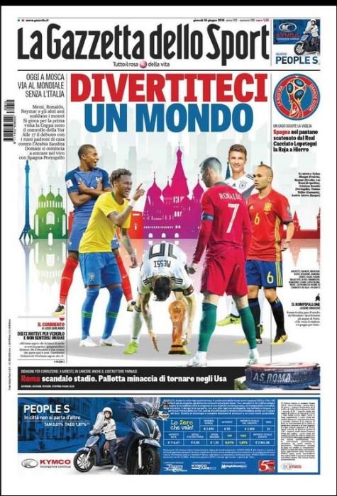 Portada GAZZETTA DELLO SPORT jueves 14 de junio