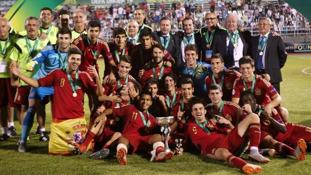 La selección española sub-19 que conquistó el campeonato de Europa en 2015 con Rodri, Pedraza y Nahuel Leiva en sus filas
