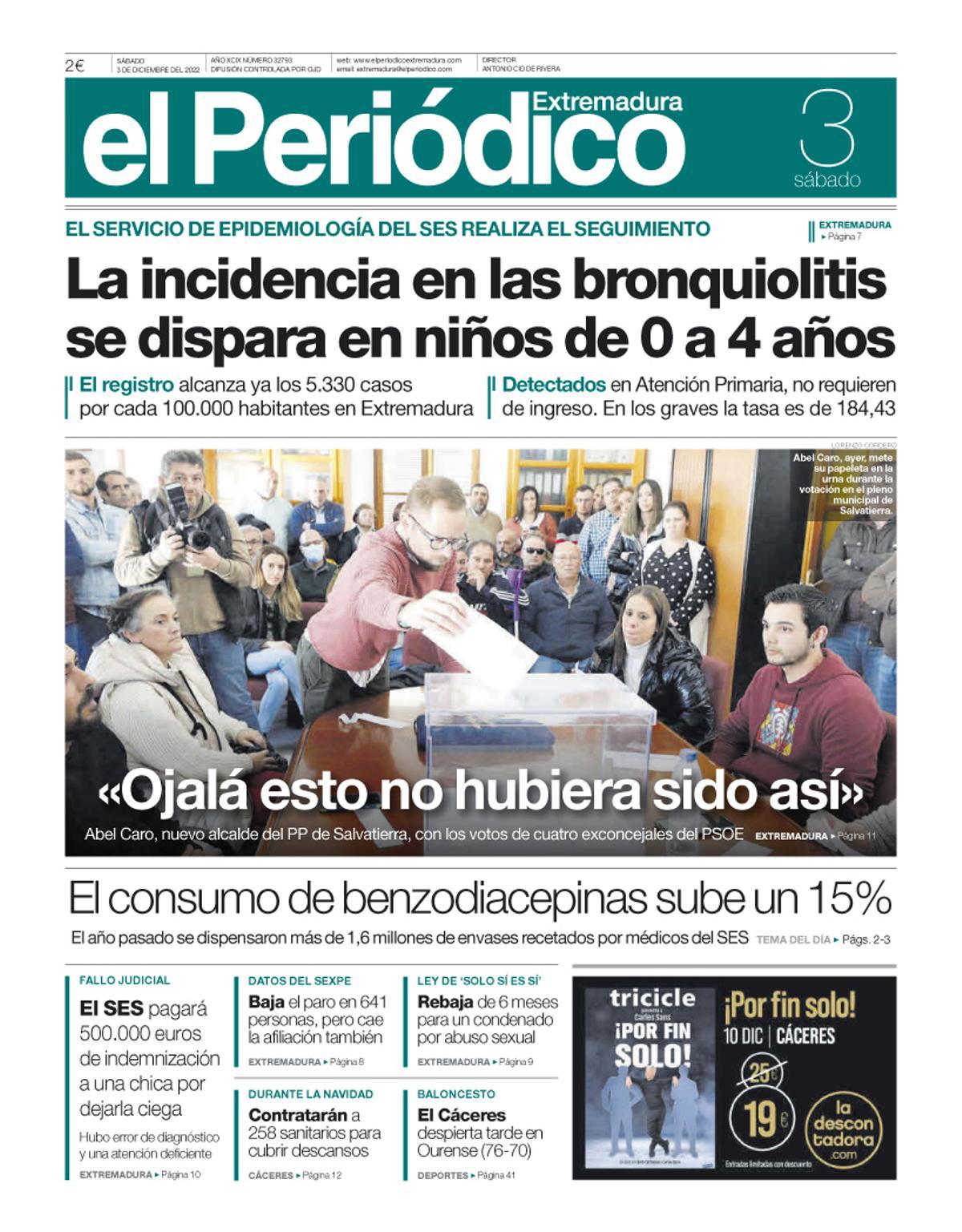 Consulta la portada correspondiente al día 3 de diciembre de 2022