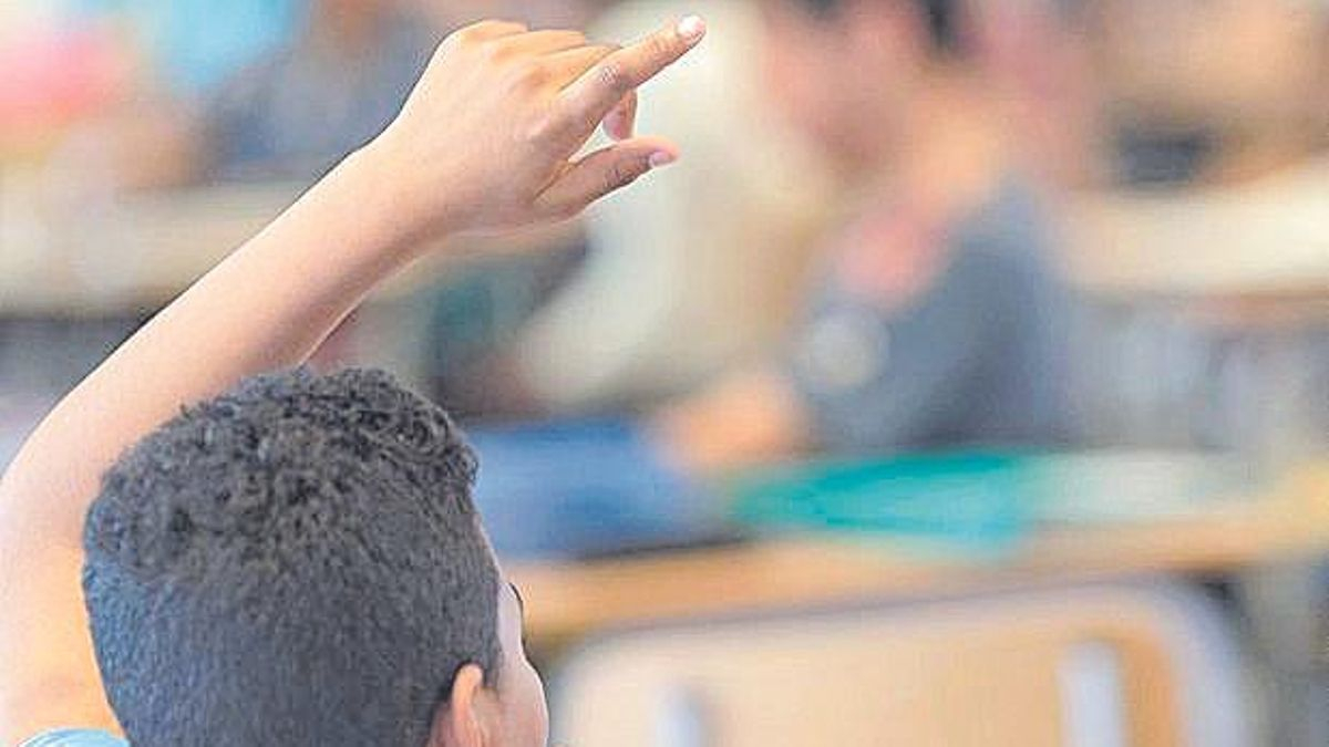 Alumno levanta la mano para preguntar una duda.