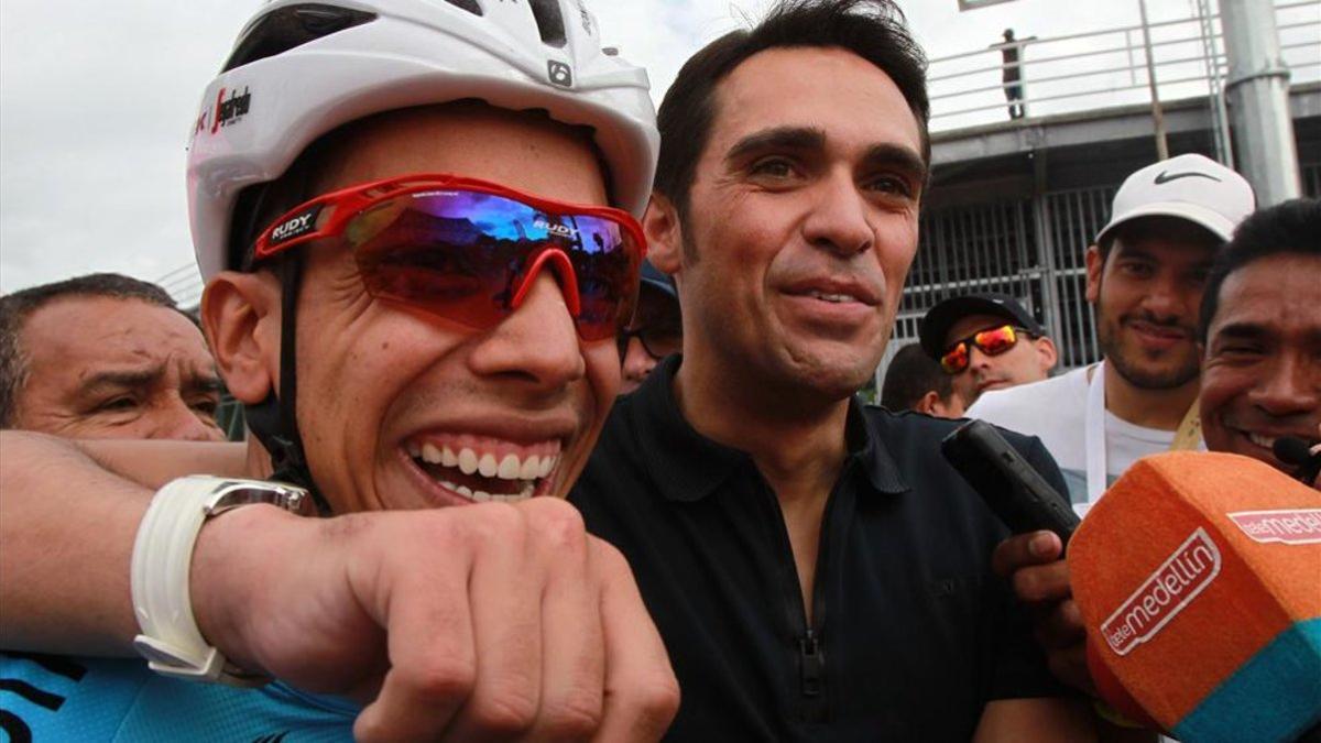 Jarlinson Pantano, junto al madrileño Alberto Contador