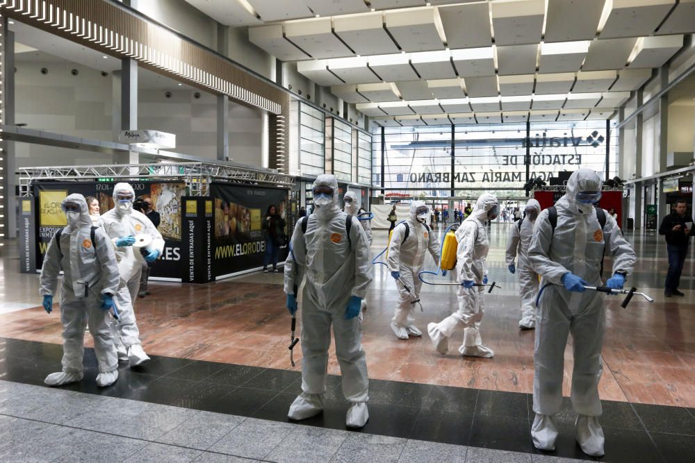 Desinfección en la Estación María Zambrano.