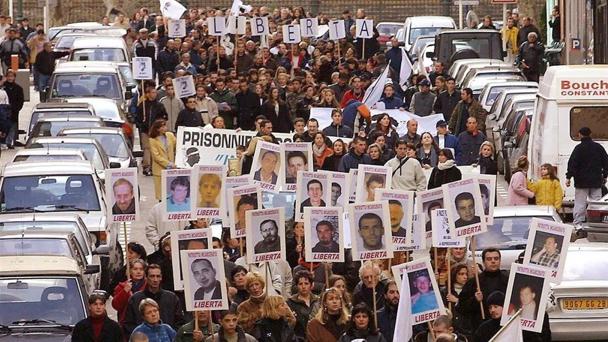Manifestación en favor de los presos corsos, en una imagen de archivo.