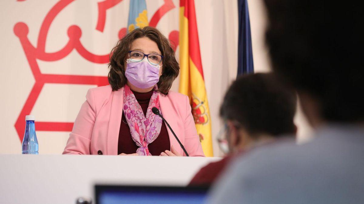 La vicepresidenta y portavoz del Consell, Mónica Oltra, en la rueda de prensa posterior al pleno del ejecutivo.