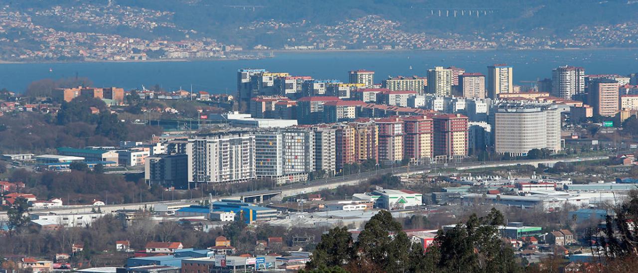 Vista general del barrio del polígono residencial de Navia.