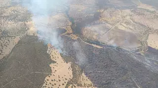 Se suman más efectivos a la extinción del incendio de nivel 1 de Oliva de Mérida