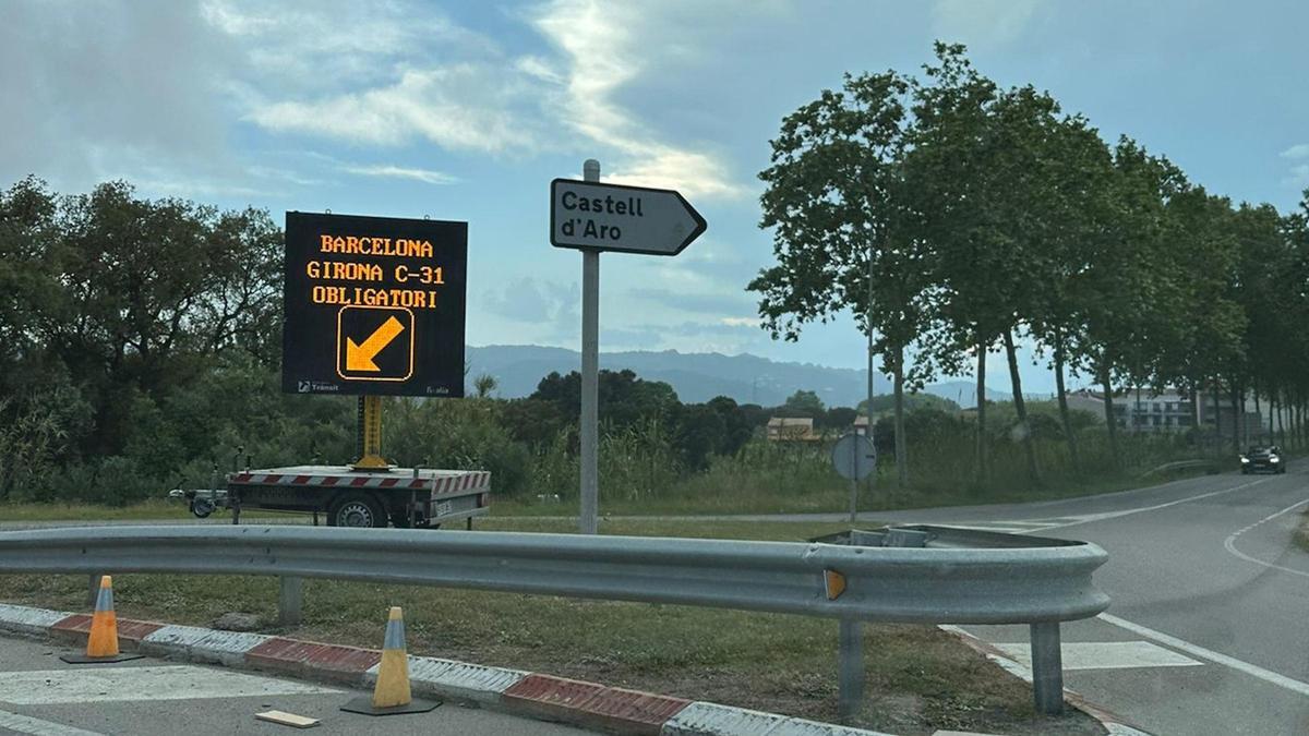 La rotonda de la salida 314 en Santa Cristina d'Aro