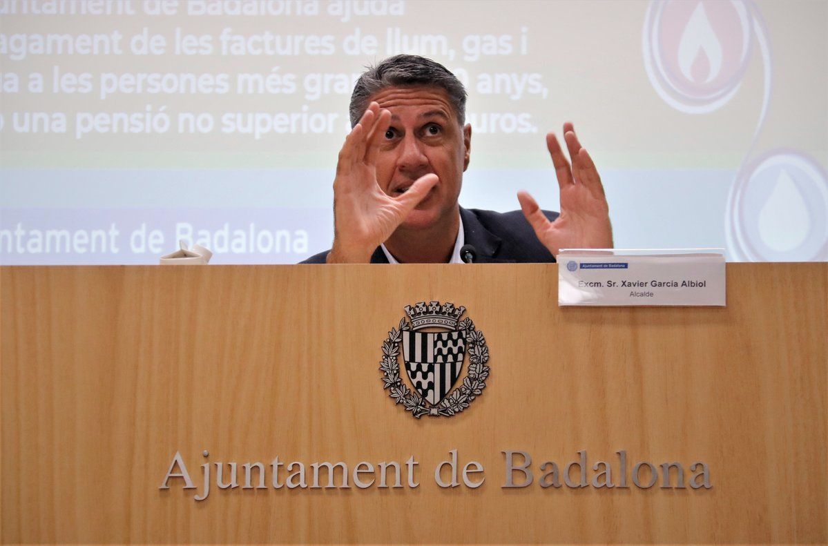 El alcalde de Badalona, Xavier García Albiol, en una rueda de prensa.