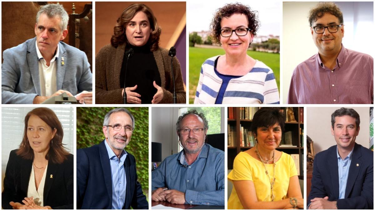 En la fila superior, de izquierda a derecha, Adam Tomàs (Amposta), Ada Colau (Barcelona), Agnès Ferré (La Bisbal del Penedès) y Maurici Jiménez (Castell-Platja d’Aro). Abajo, Marta Madrenas (Girona), Josep Mayoral (Granollers), Josep Vidal (Llavorsí), Montse Mindan (Roses) y Kenneth Martínez (El Vendrell).