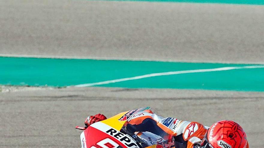 Márquez, en un entrenamiento en Motorland Alcañiz. |  // JAVIER CEBOLLADA