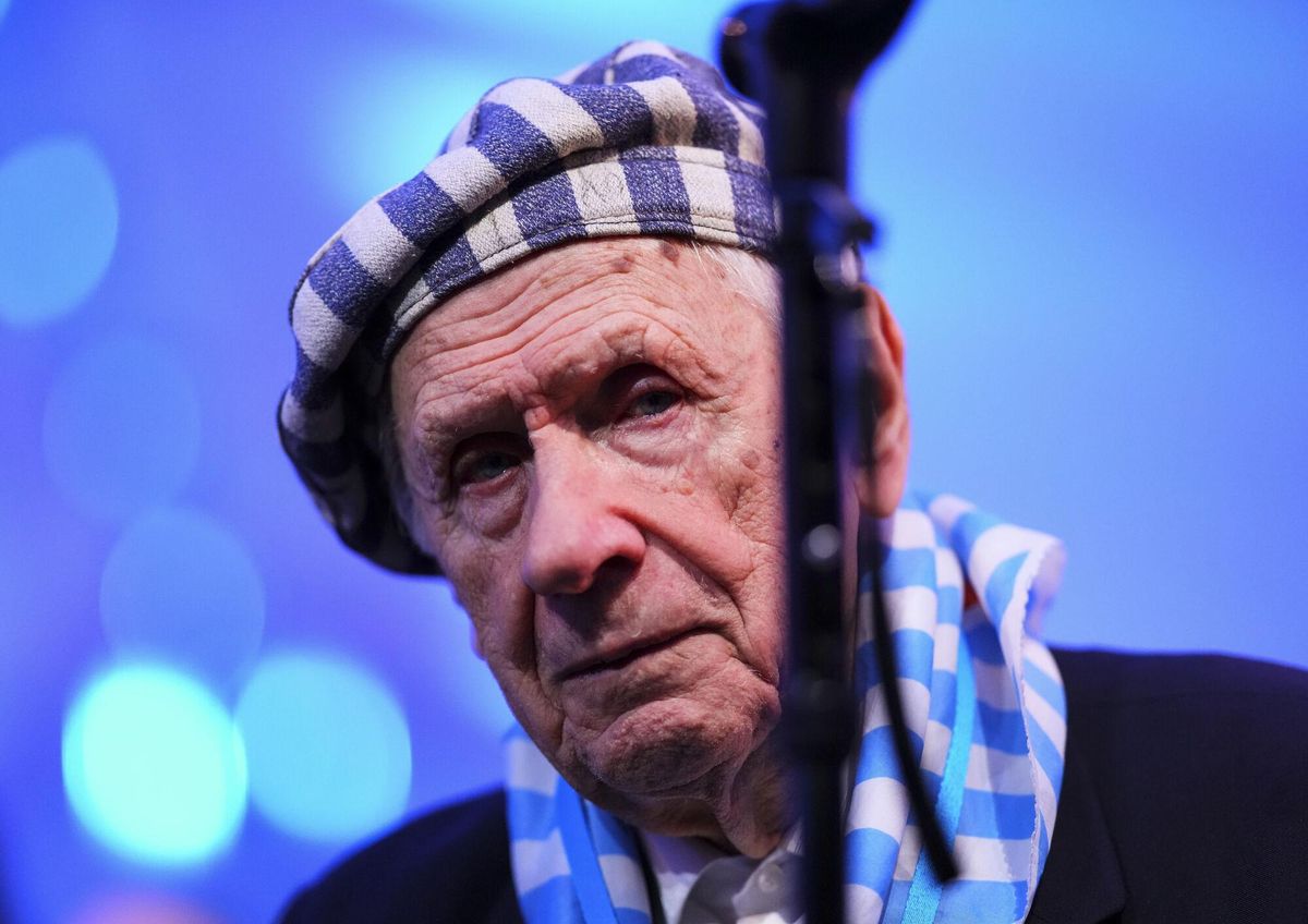 Holocaust survivor Stanislaw Zalewski attends the Commemoration Ceremony of the 80th Anniversary of the Liberation of Auschwitz, in Oswiecim, Poland, on Monday, Jan. 27, 2025. (Sean Kilpatrick/The Canadian Press via AP). MANDATORY CREDIT Holocaust survivor Stanislaw Zalewski attends the Commemoration Ceremony of the 80th Anniversary of the Liberation of Auschwitz, in Oswiecim, Poland, on Monday, Jan. 27, 2025. (Sean Kilpatrick/The Canadian Press via AP). MANDATORY CREDIT