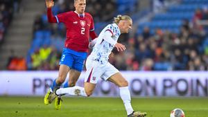 Haaland, durante el partido ante República Checa