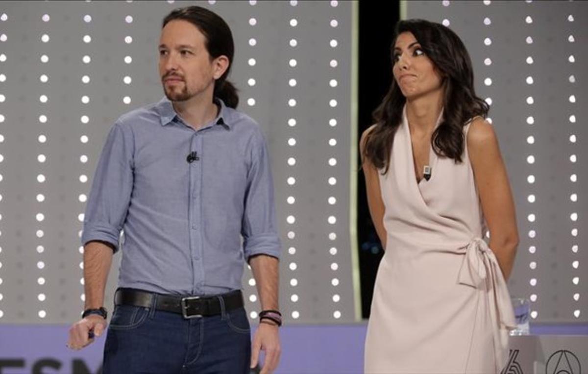 Pablo Iglesias i Ana Pastor, en el debat d’Atresmedia.