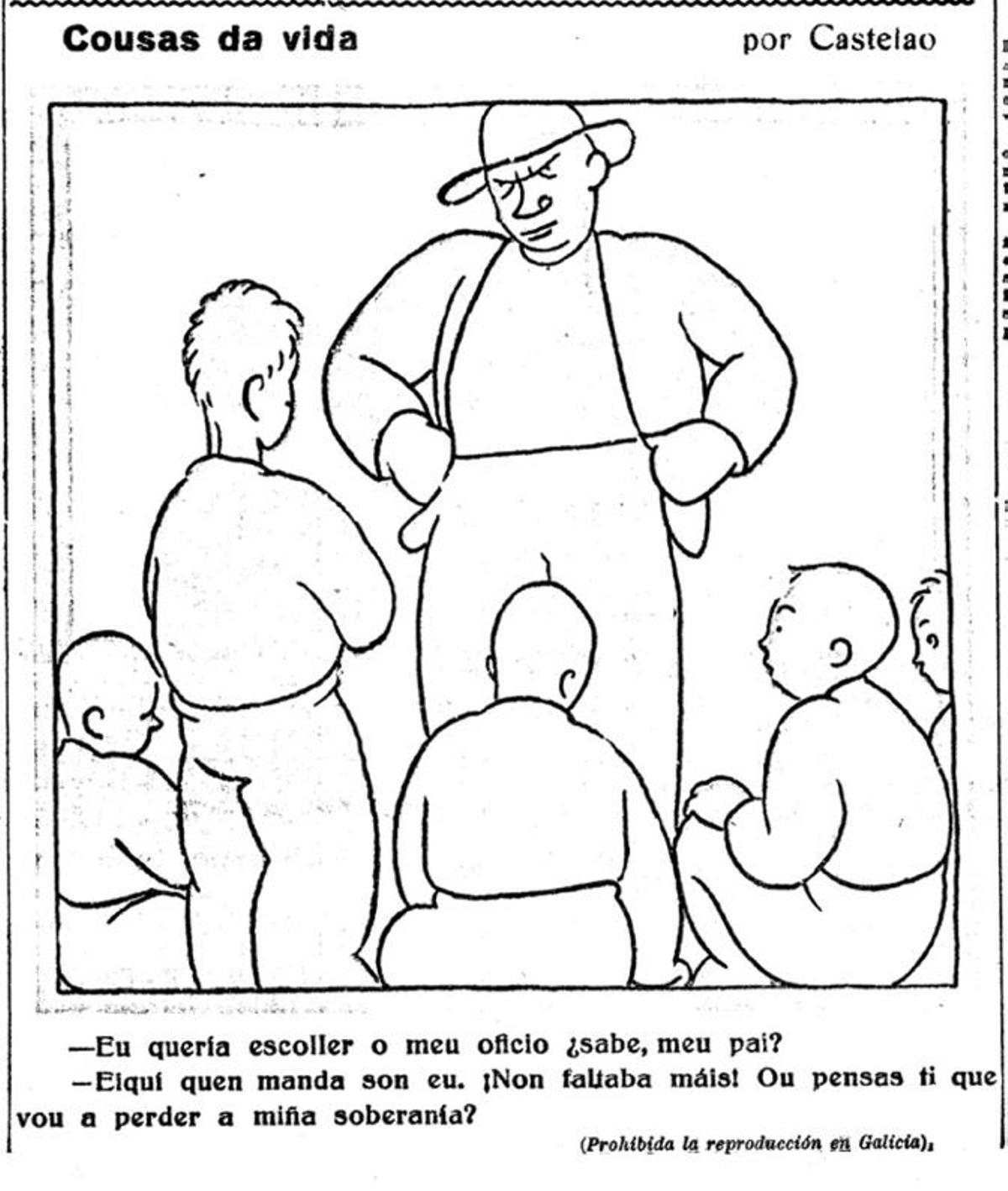 Cousas da vida, por Castelao (1932). Faro de VIgo