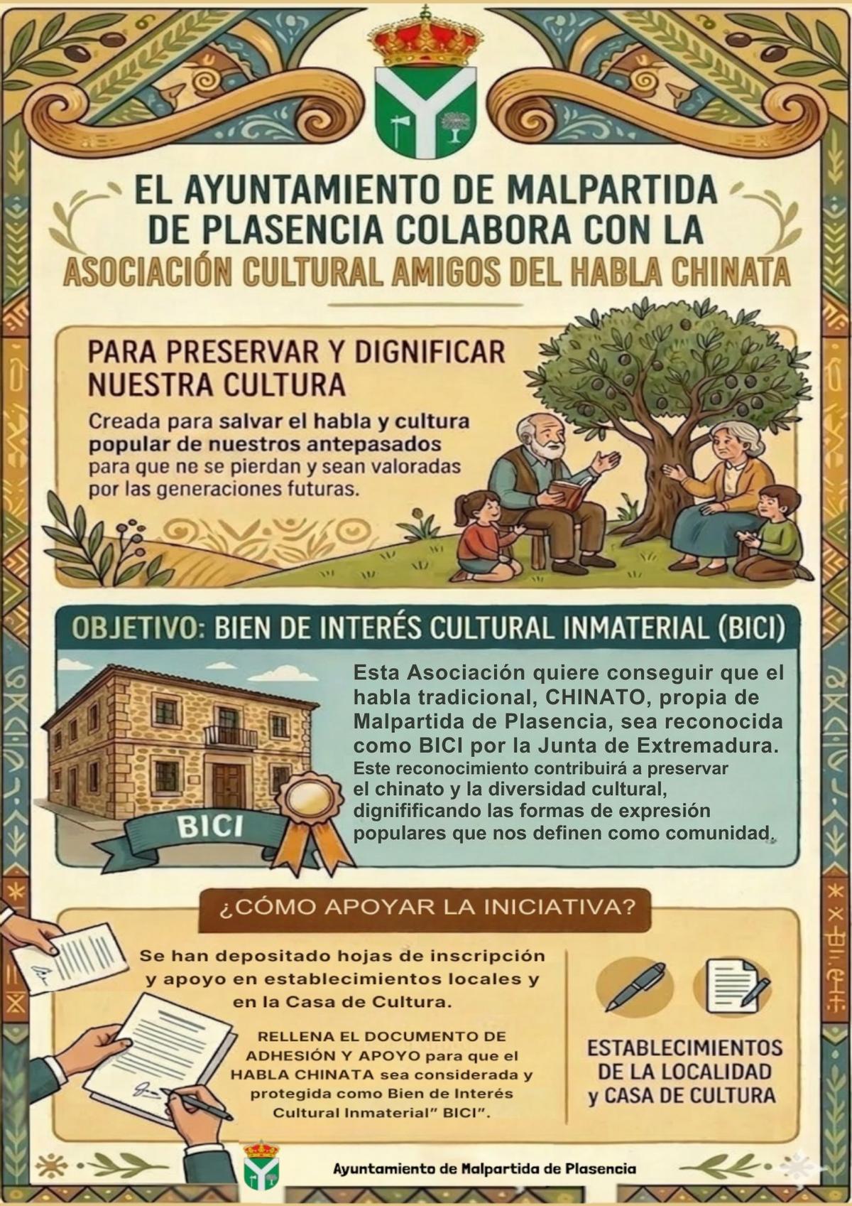 Cartel informativo sobre la campaña para proteger el habla chinata.