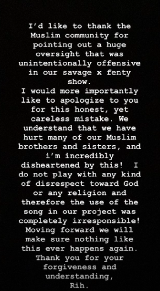 La disculpa de Rihanna con la comunidad musulmana