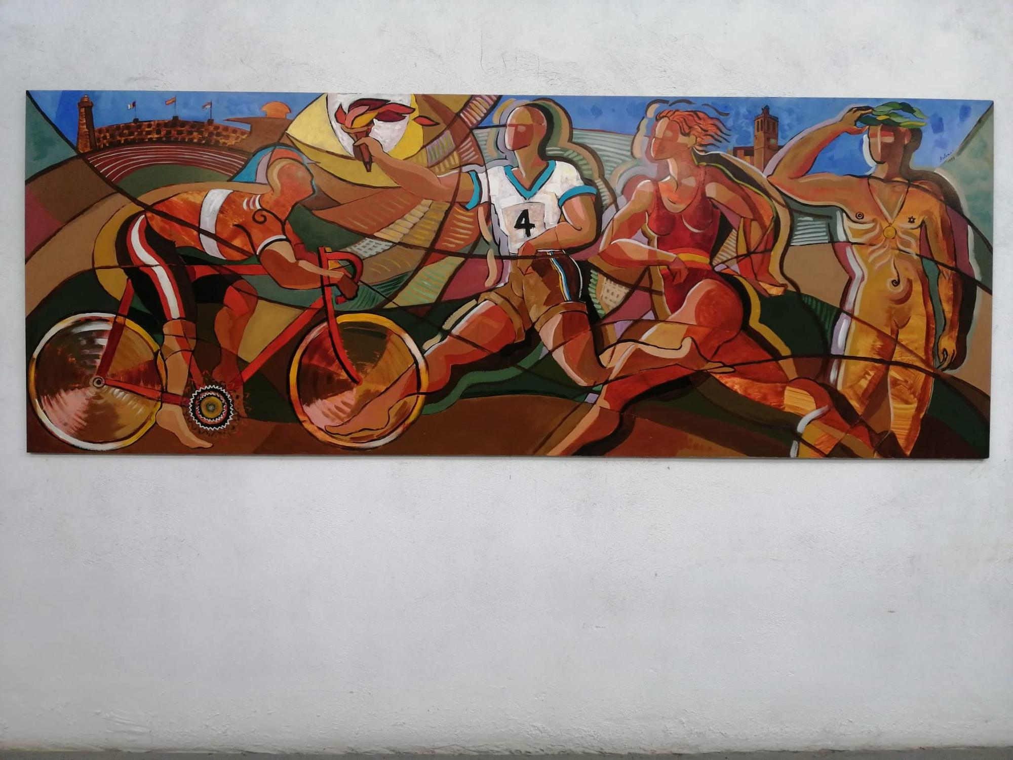 Restauración de los cuadros del pintor Luis Bolumar en el Pabellón de Deportes en Segorbe.